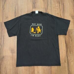 VTG Not Now I'm Busy Gamer Adult Large Shirt Xbox PlayStation Nintendo Tech Y2K